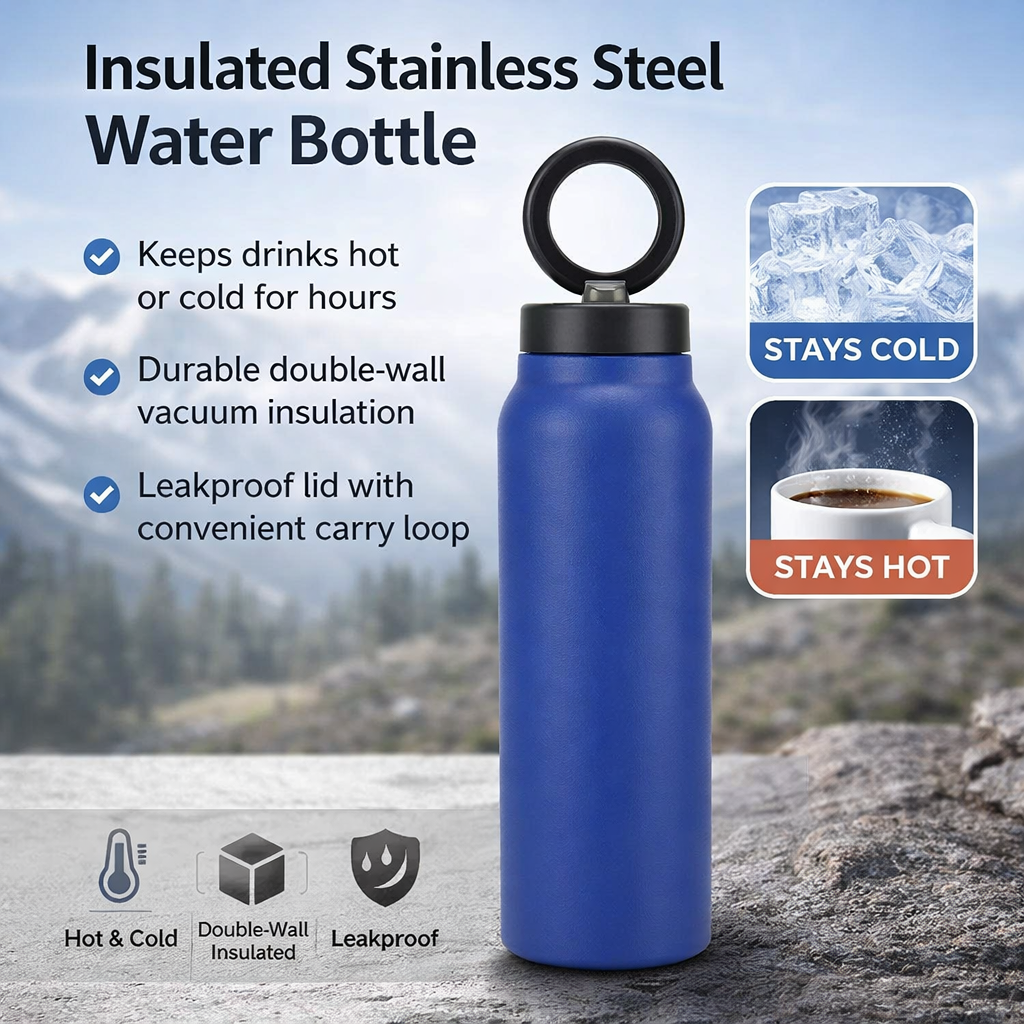 Magnetic Lid Phone Holder Water Bottle