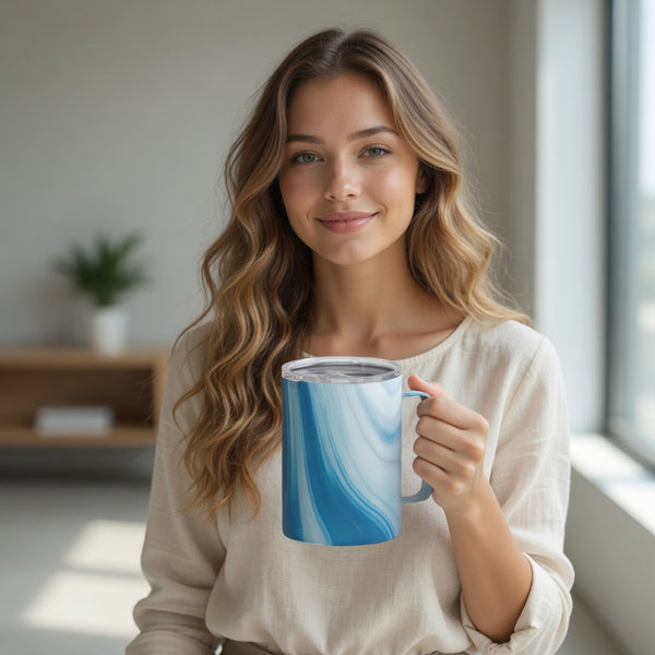 Marble Handled Insulated Coffee Mug 12oz