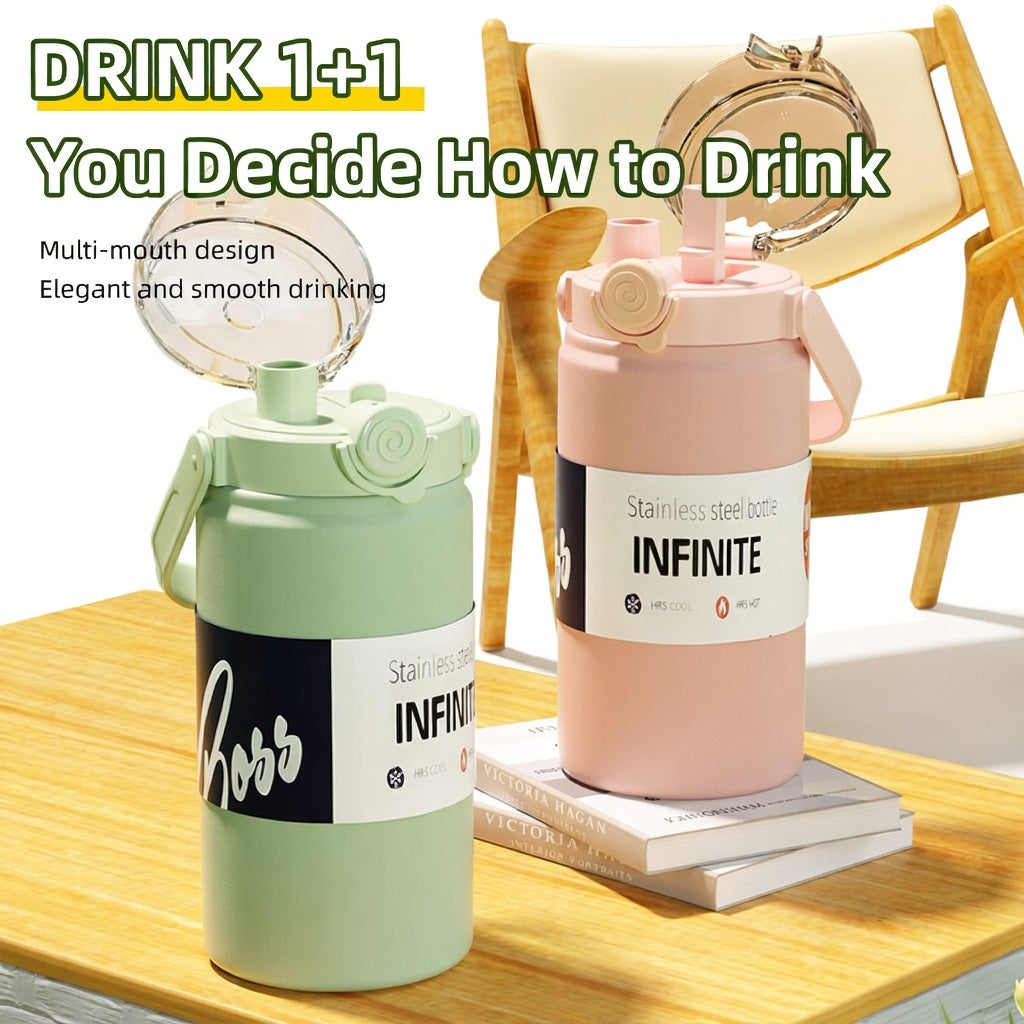 Large Capacity Dual-Drink Water Bottle with Integrated Handle