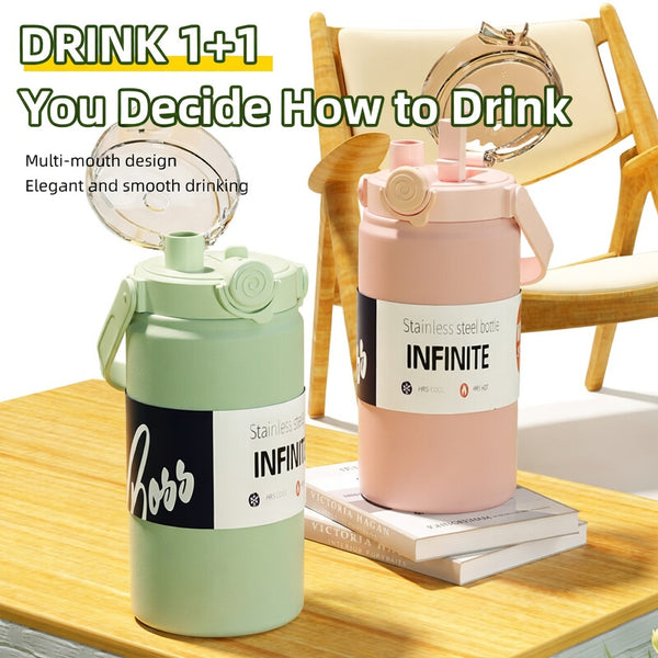 Large Capacity Dual-Drink Water Bottle with Integrated Handle