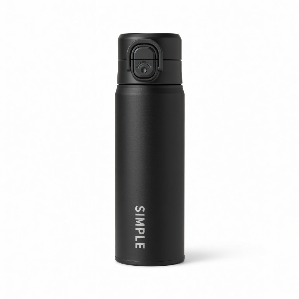 Matte Dual-Drinking Straw Lid Water Bottle 17oz