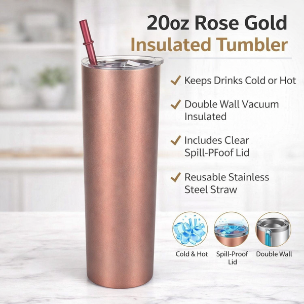 Powder Coated Skinny Straw Tumbler