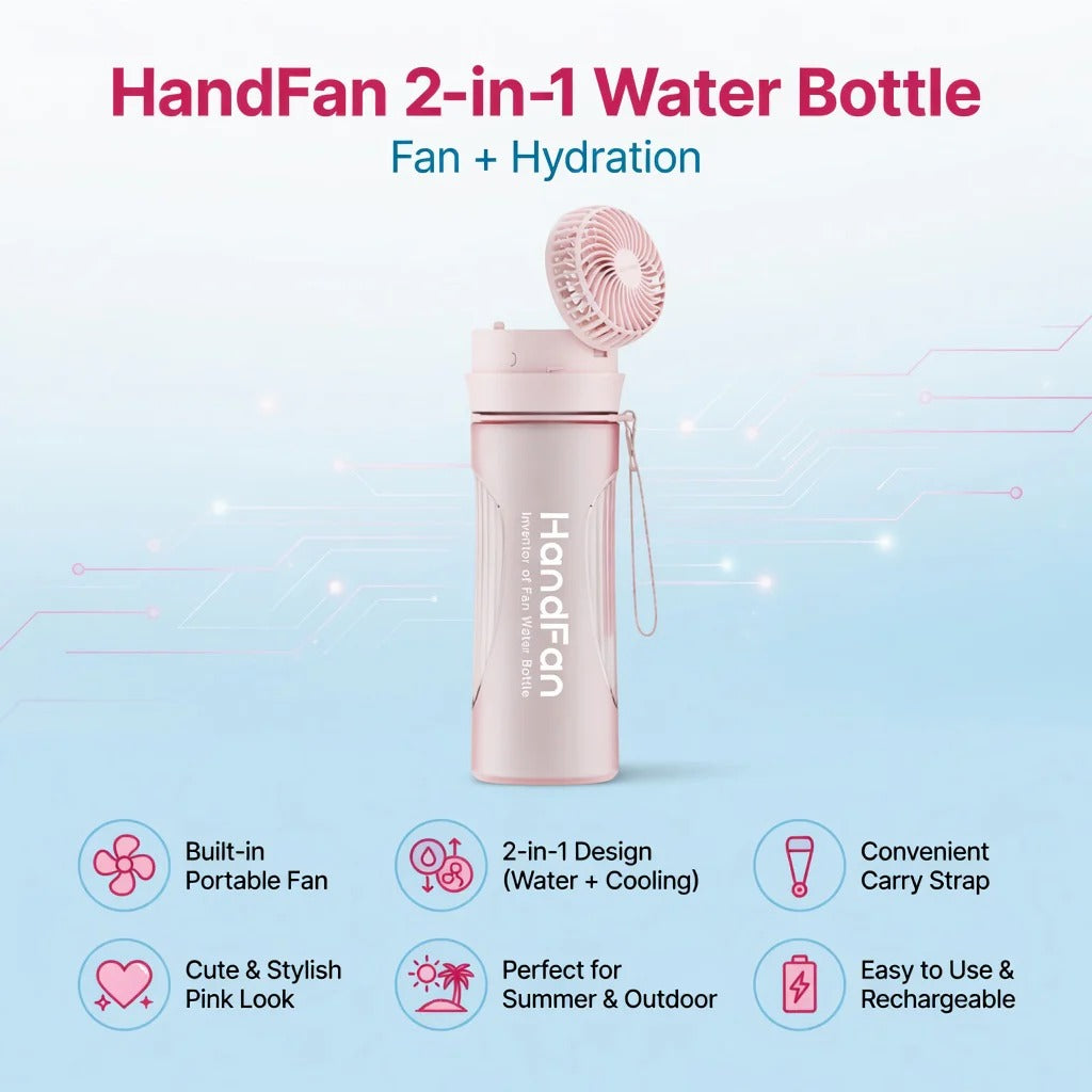 Portable Fan Lid Hydration Bottle 24oz