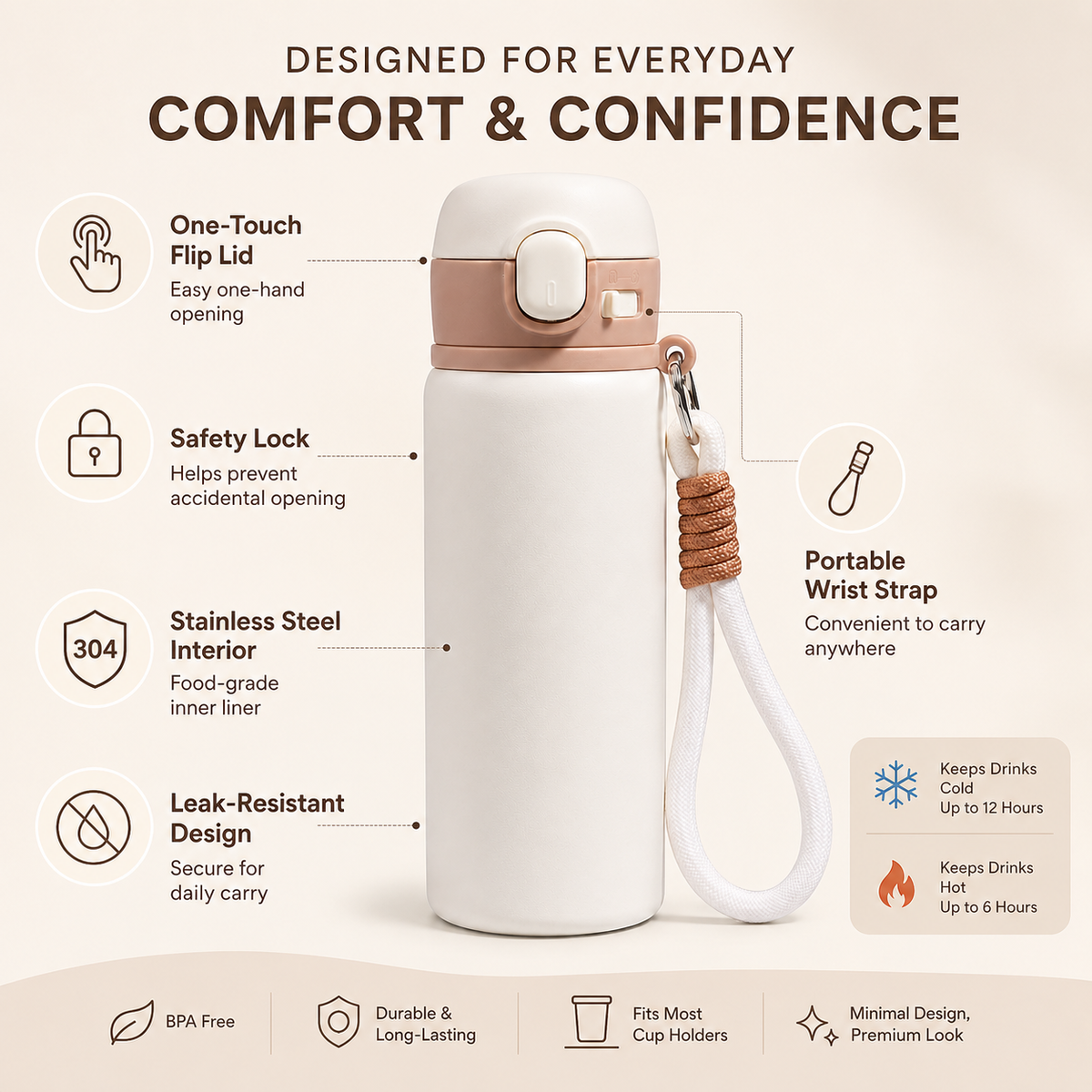 Flip-Top Tea Infuser Insulated Water Bottle