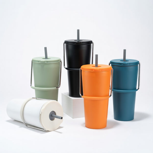 Handled Straw Travel Tumbler - 20oz