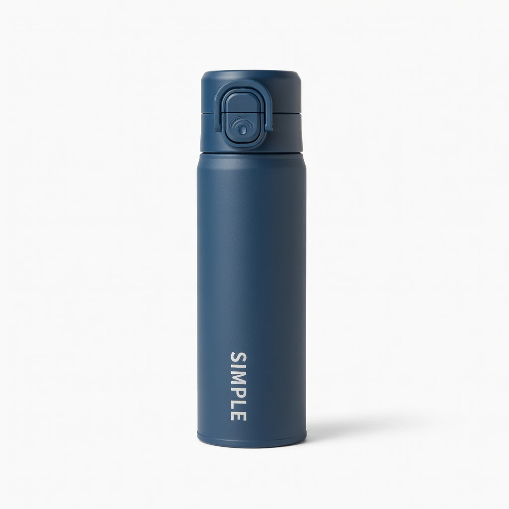 Matte Dual-Drinking Straw Lid Water Bottle 17oz