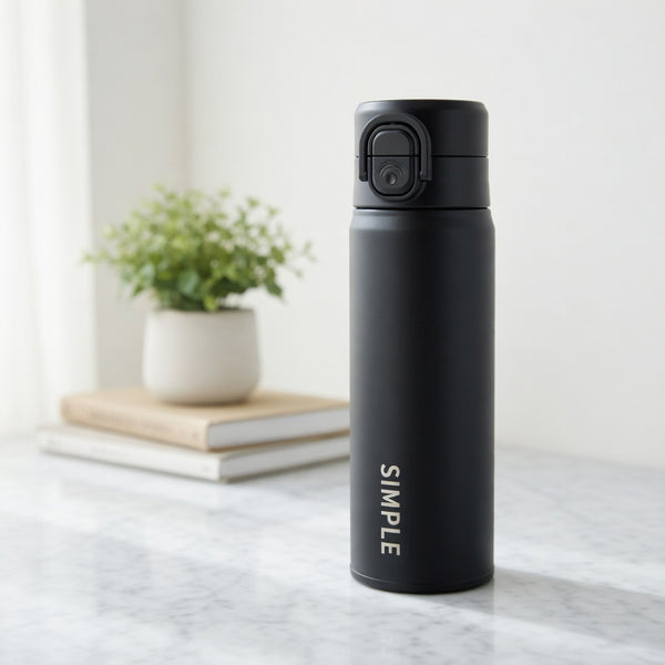 Matte Dual-Drinking Straw Lid Water Bottle 17oz