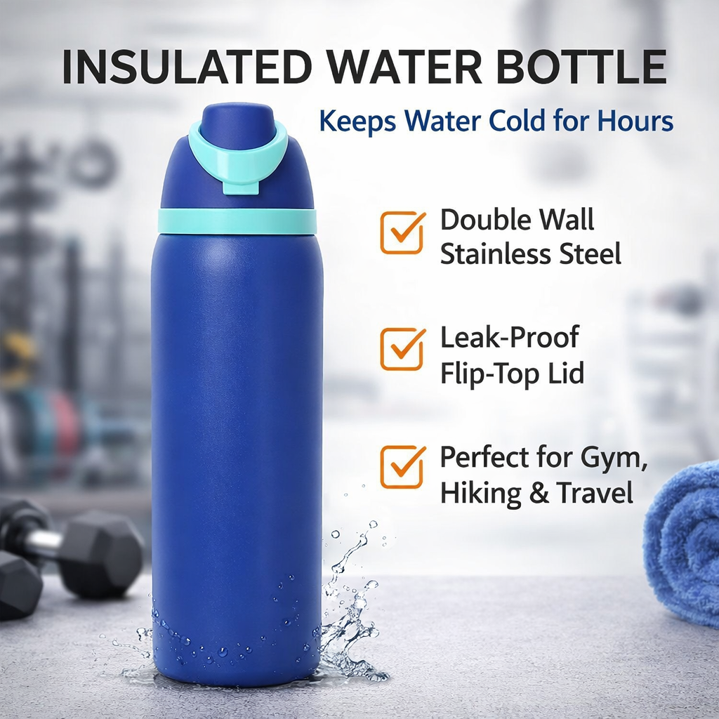 Insulated Dual-Drink Water Bottle with Carry Handle