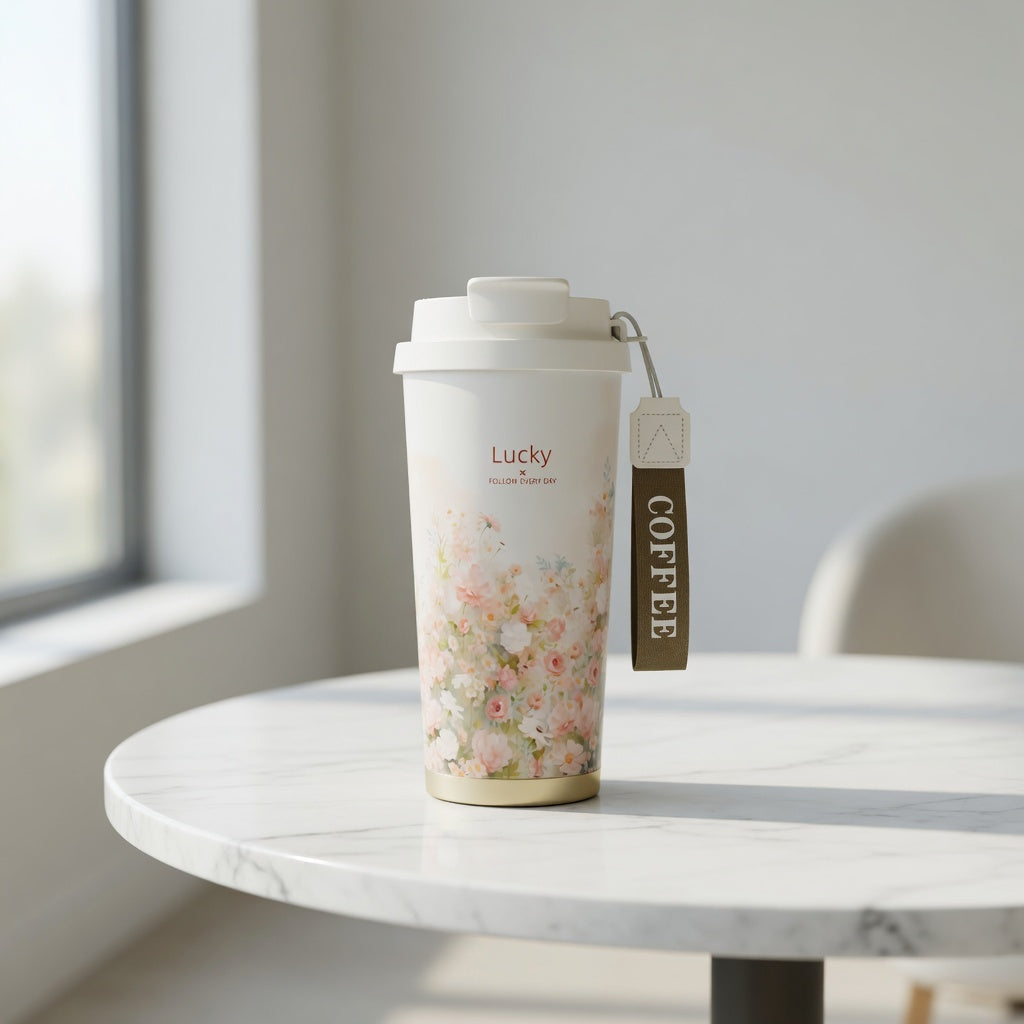 Ceramic Lined Dual-Sip Insulated Coffee Tumbler 18oz