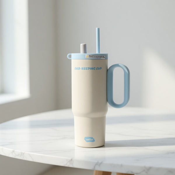 Matte Handled Tumbler with Dual-Drinking Lid 26oz