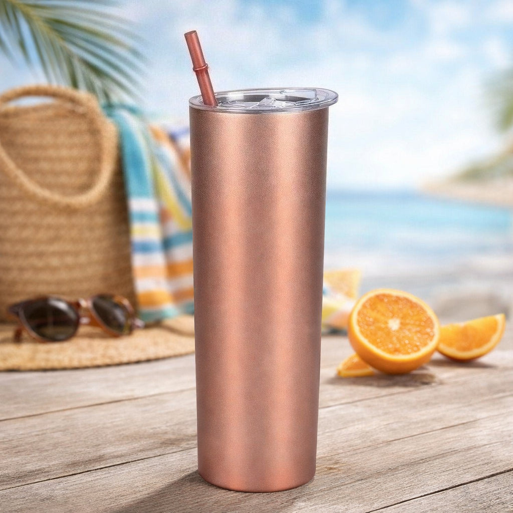 Powder Coated Skinny Straw Tumbler