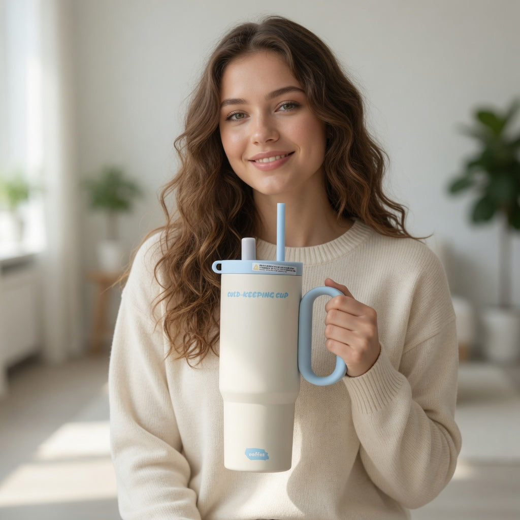 Matte Handled Tumbler with Dual-Drinking Lid 26oz