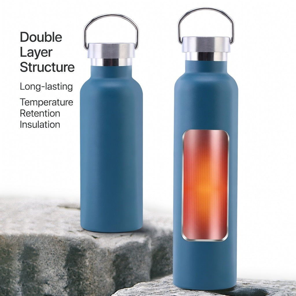 Wide Mouth Stainless Steel Bottle with Carry Handle