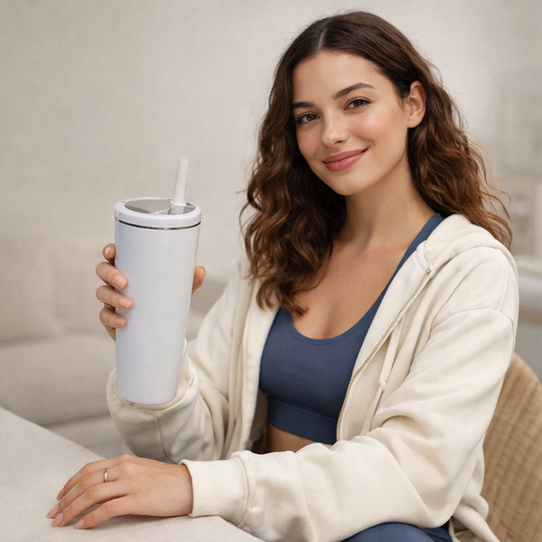 Integrated Ring Handle Straw Tumbler