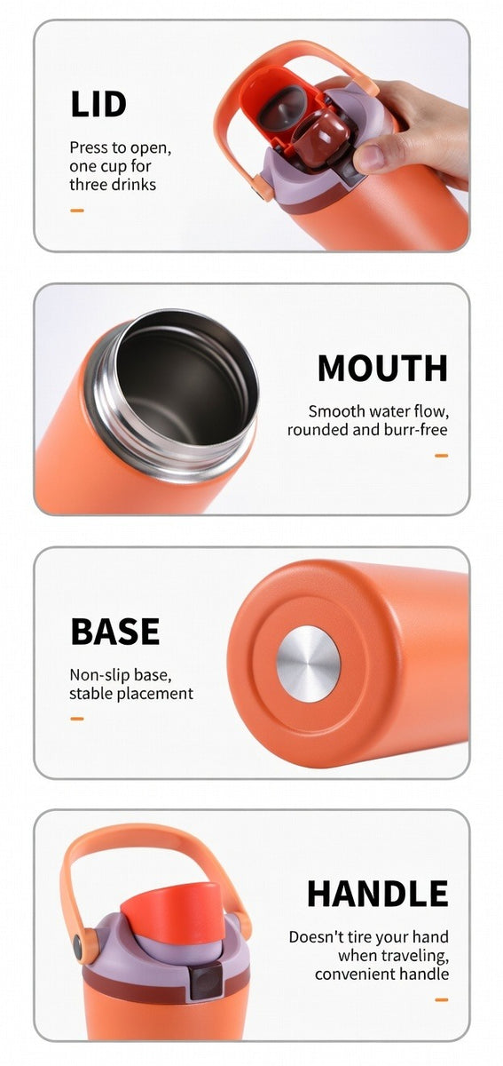 Multi-Sip Carry Handle Insulated Water Bottle