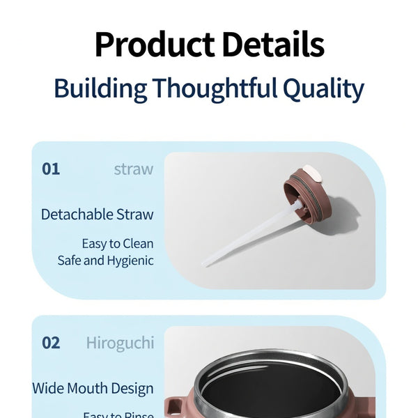 Handled Dual-Drink Travel Tumbler 40oz