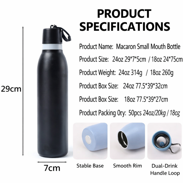 Dual-Drinking Lid Insulated Water Bottle