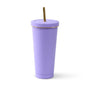 Matte Gold-Rimmed Straw Lid Insulated Tumbler