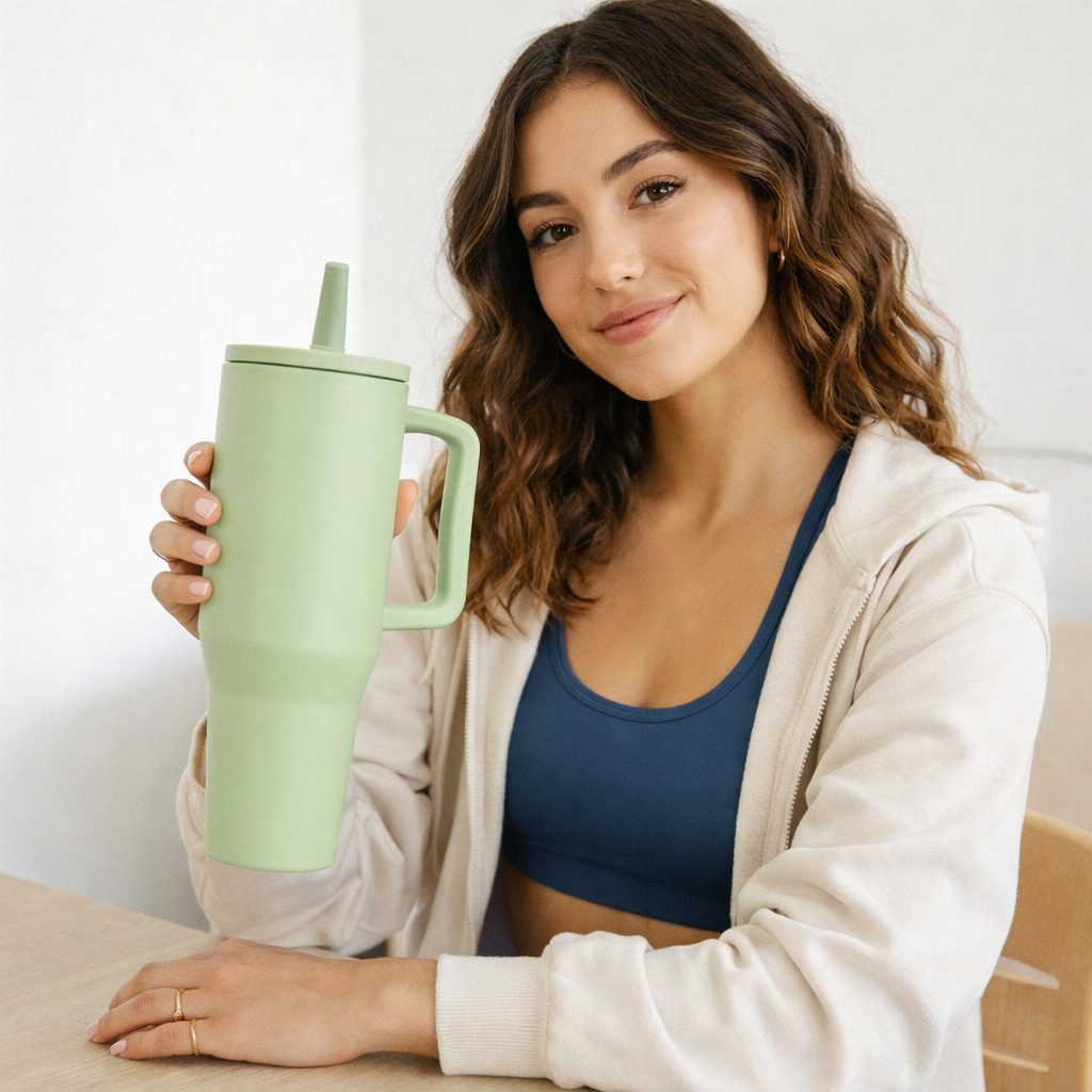 Insulated Handled Straw Tumbler