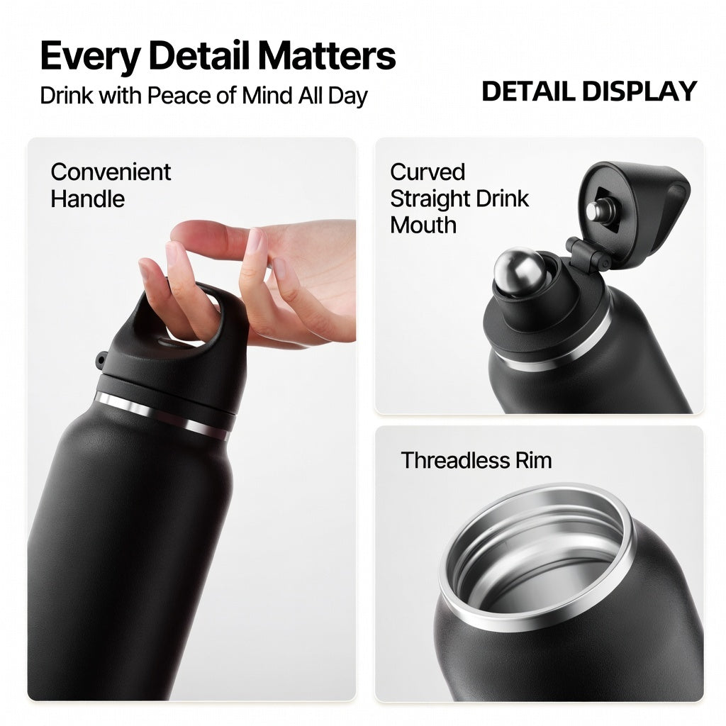 One-Touch Ceramic Lined Carry Handle Water Bottle 20oz