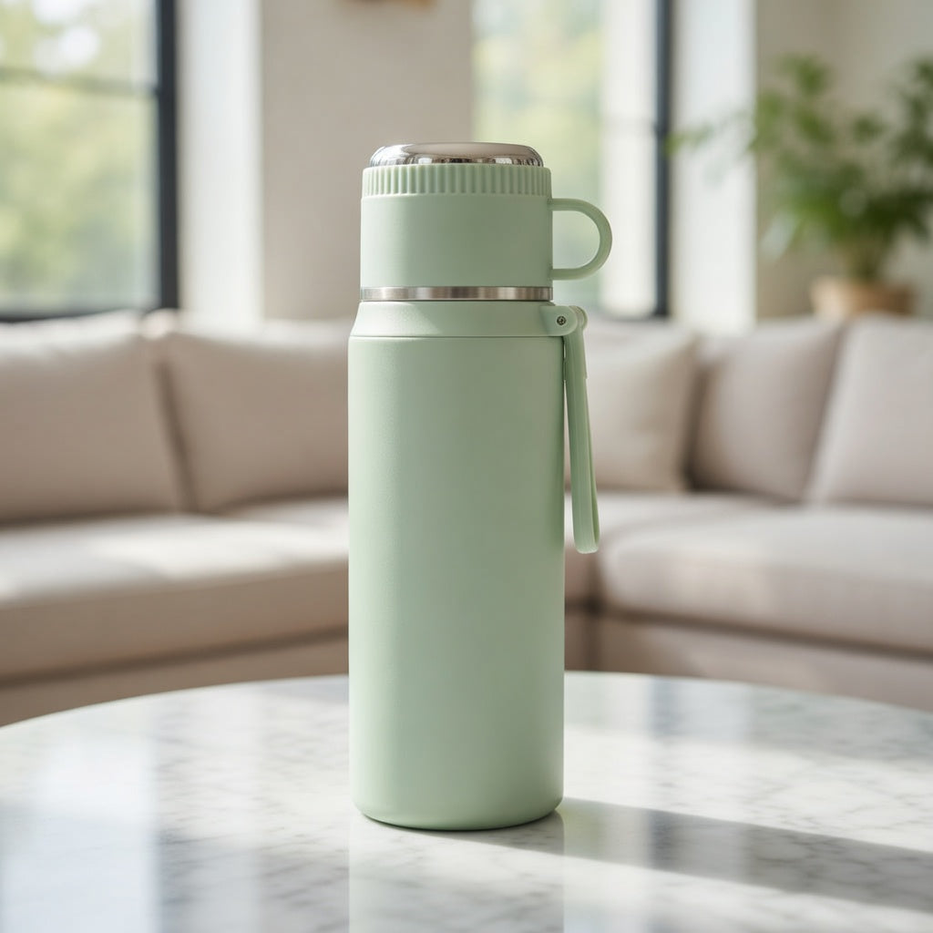 Matte Dual-Drink Water Bottle with Cup Lid