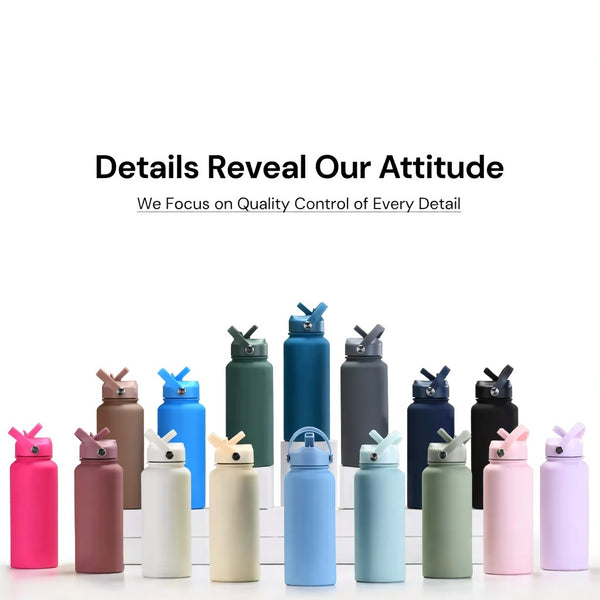 Matte Straw Lid Insulated Bottle