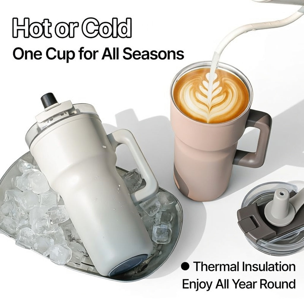 Matte Handled Straw Lid Travel Tumbler 25oz