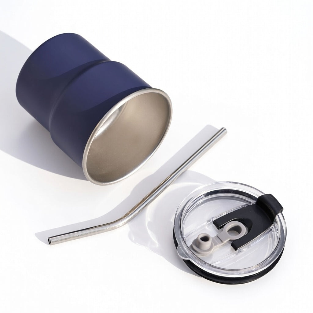 Stackable Dual-Drink Insulated Tumbler with Wood Sleeve 10oz