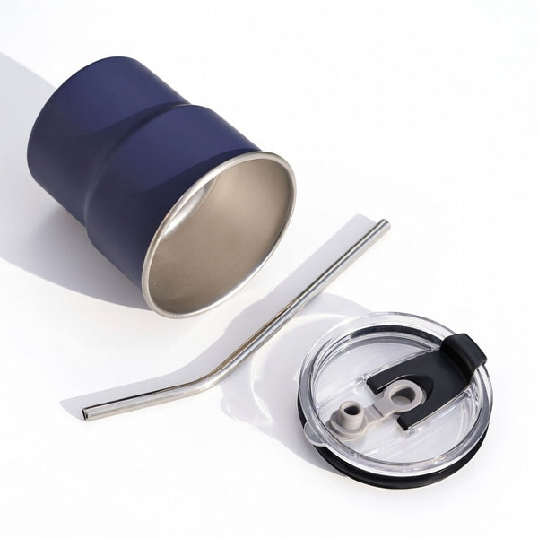 Stackable Dual-Drink Insulated Tumbler with Wood Sleeve 10oz