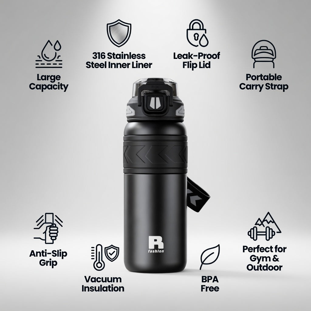Dual-Mode Straw Lid Insulated Sports Bottle
