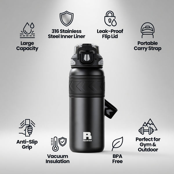 Dual-Mode Straw Lid Insulated Sports Bottle