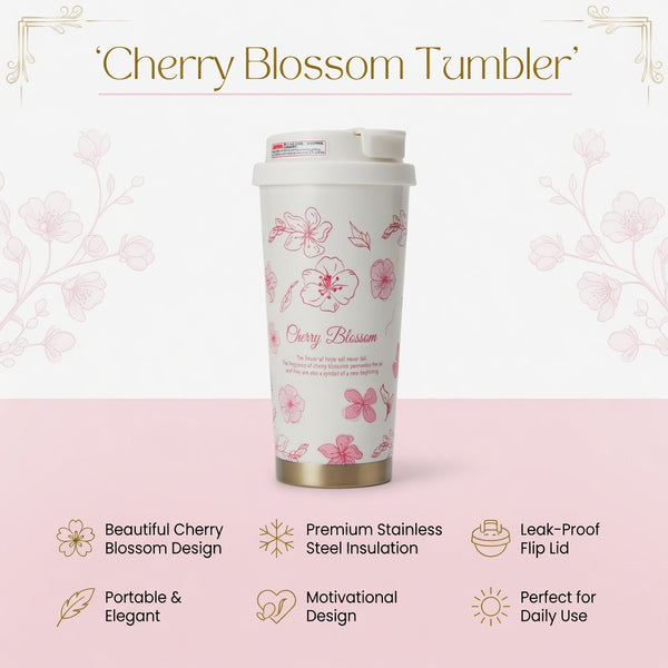 Floral Patterned Insulated Coffee Tumbler with Dual-Drinking Lid 17oz