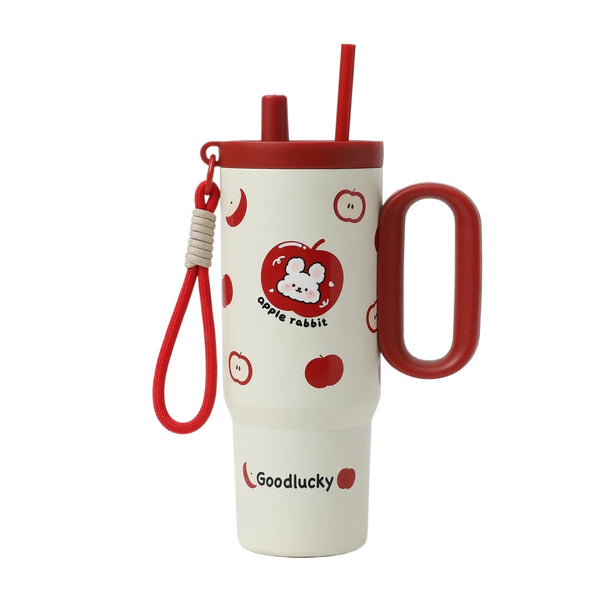 Cute Cartoon Handled Straw Tumbler with Tea Infuser 25oz