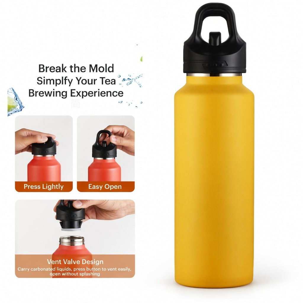 One-Handed Quick-Open Insulated Bottle 24oz