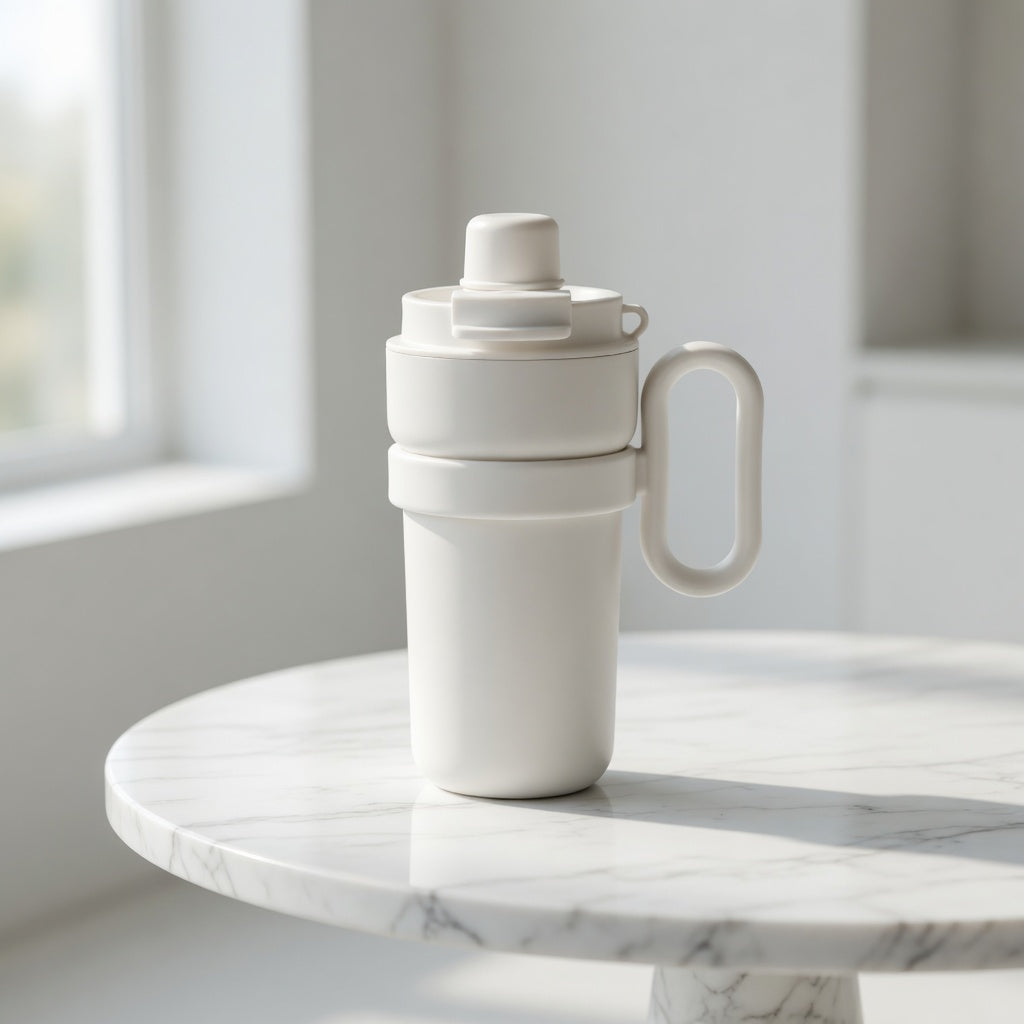 Dual-Drink Insulated Coffee Tumbler with Handle