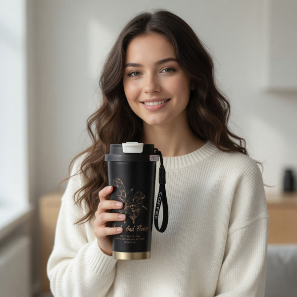 Lily of the Valley Triple-Lid Coffee Tumbler 18oz