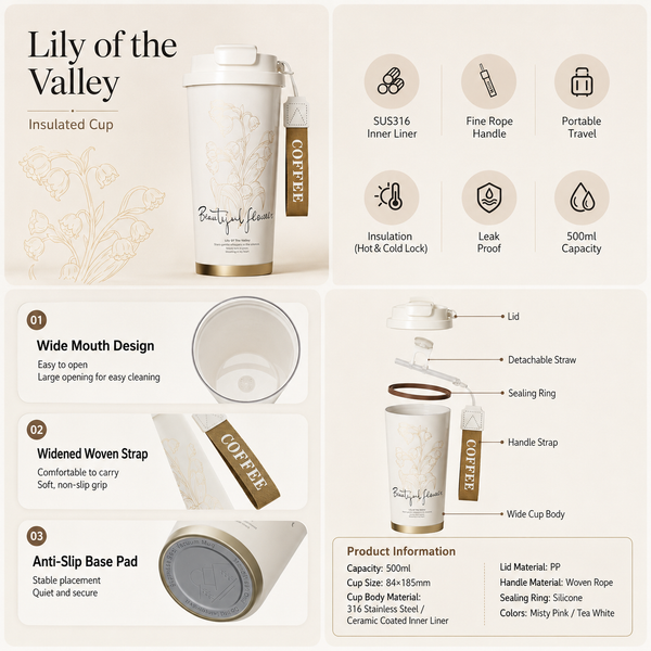 Ceramic Lined Dual-Sip Insulated Coffee Tumbler 18oz