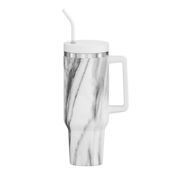 Marbled Handled Straw Tumbler 40oz
