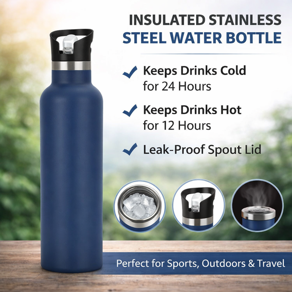 Wide Mouth Insulated Water Bottle with Carry Handle