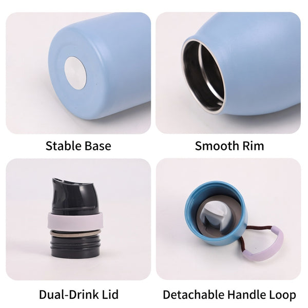 Dual-Drinking Lid Insulated Water Bottle