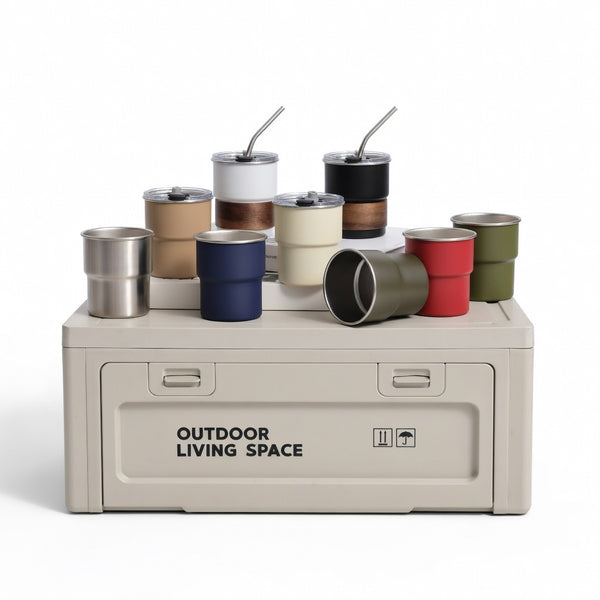 Stackable Dual-Drink Insulated Tumbler with Wood Sleeve 10oz