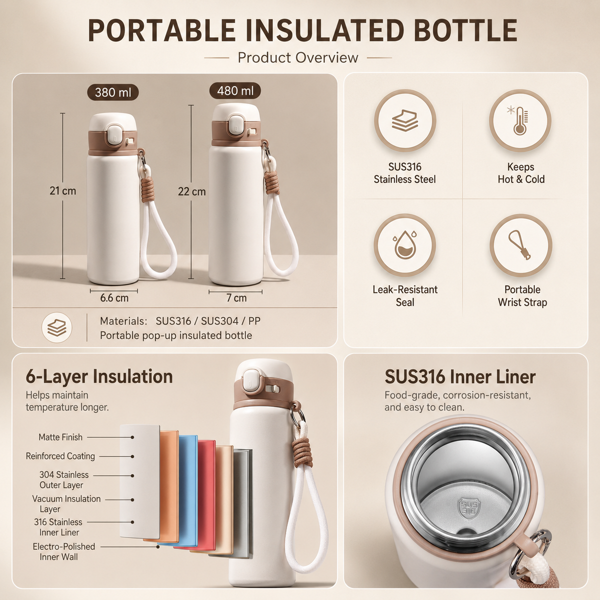 Flip-Top Tea Infuser Insulated Water Bottle