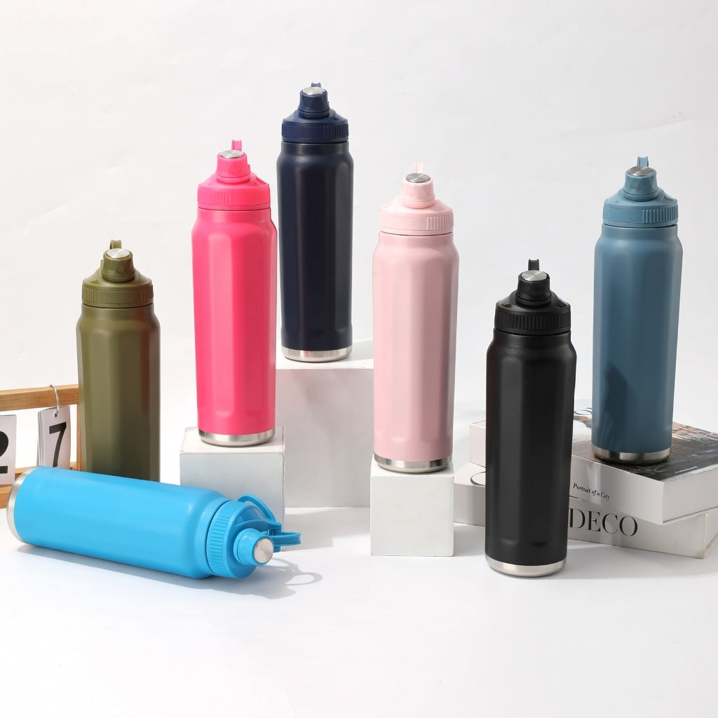 Insulated Sports Water Bottle with Straw Lid 27oz