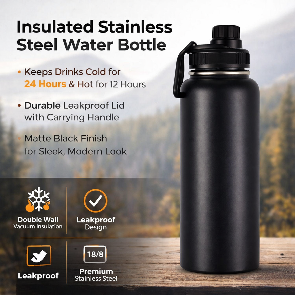 Wide Mouth Carry Handle Insulated Bottle