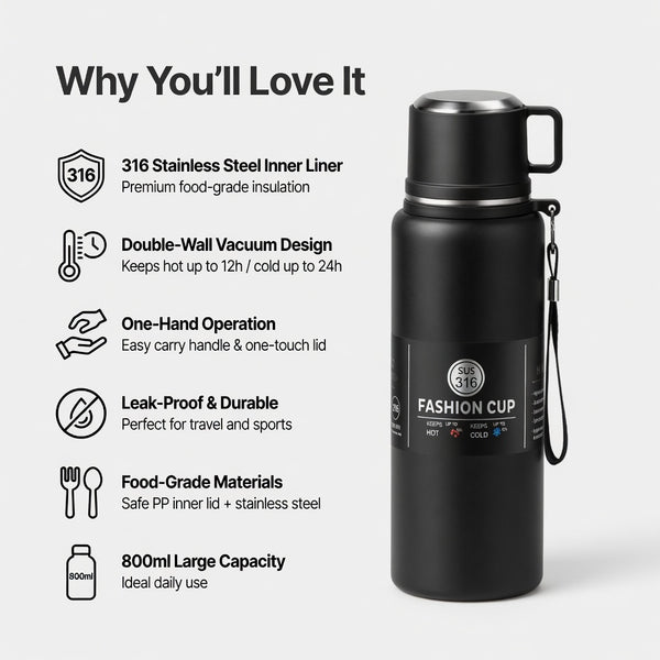 316 Stainless Steel Tea Infuser Bottle with Cup Lid