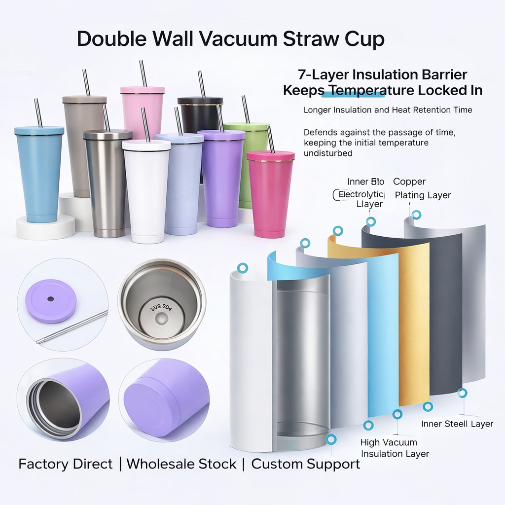 Matte Gold-Rimmed Straw Lid Insulated Tumbler