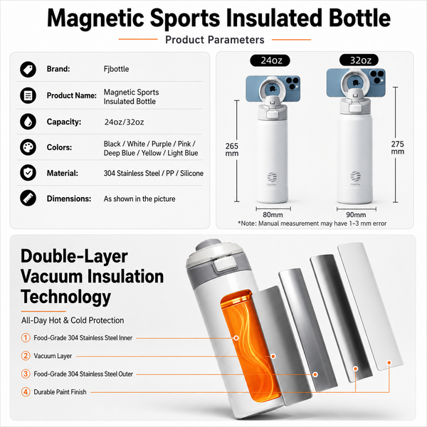 Magnetic Phone Holder Dual-Drink Water Bottle