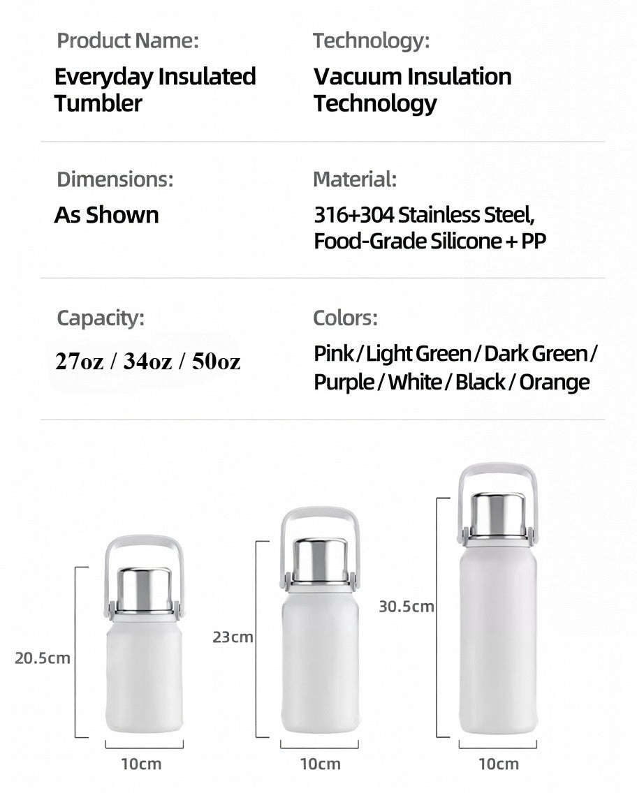316L Stainless Steel Outdoor Water Bottle with Carry Handle