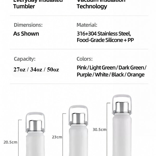 316L Stainless Steel Outdoor Water Bottle with Carry Handle