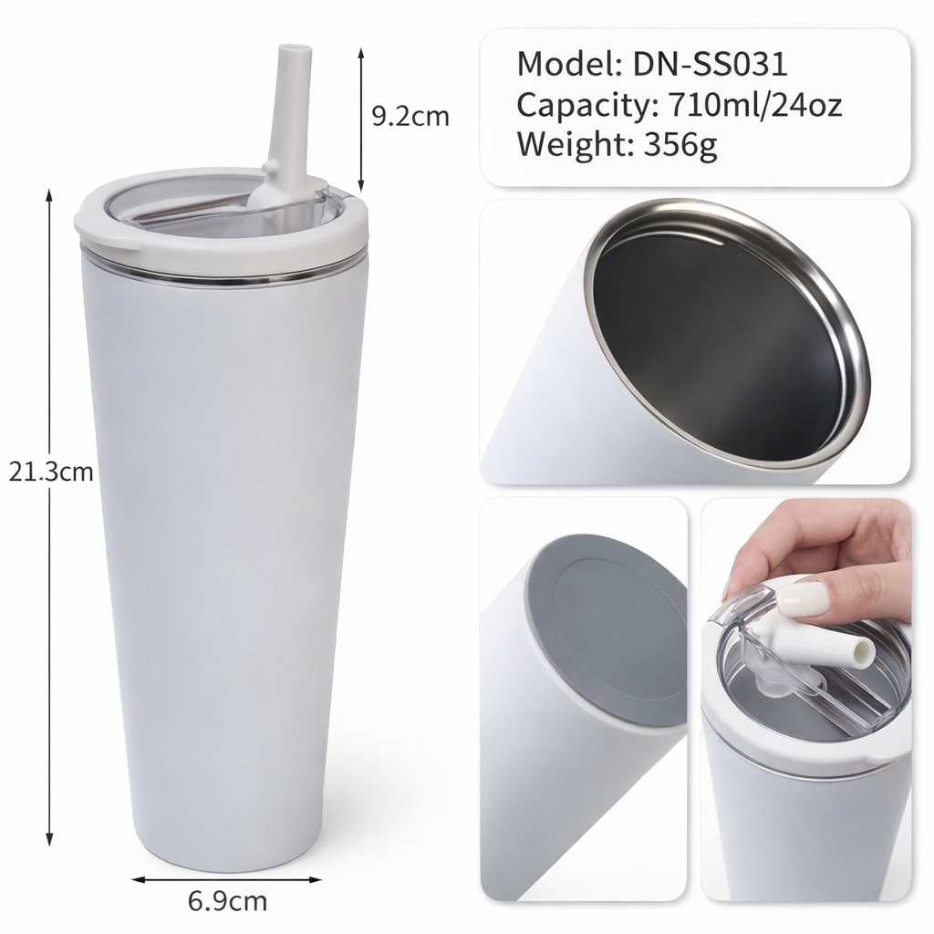 Integrated Ring Handle Straw Tumbler